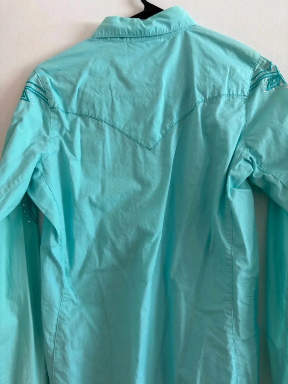 Wrangler Turquoise Western Button-Down Shirt - Picture 2 of 3